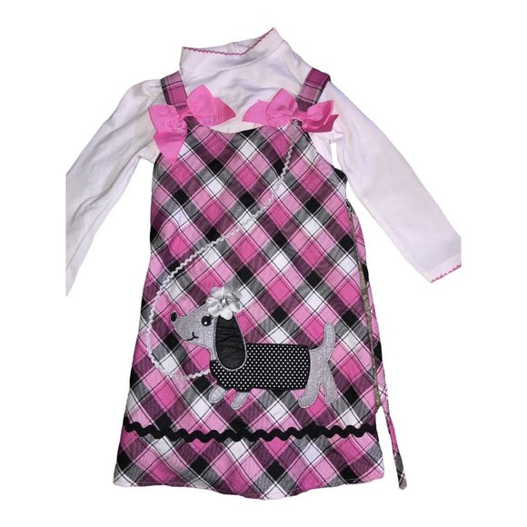 Girls 4T Pink Jumper w/ appliqué Dog - Picture 1 of 5